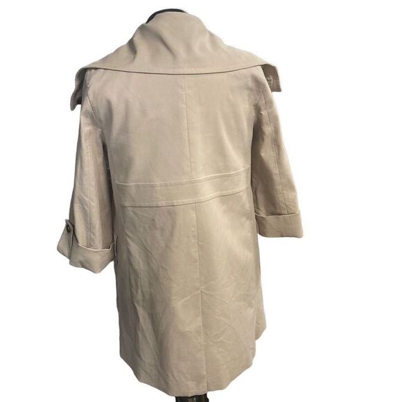 ANN TAYLOR Women’s Shawl‎ Collar Button Up Coat Tan Size Medium Fully Lined - Picture 2 of 12